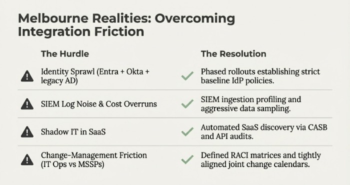 Melbourne Realities: Overcoming Integration Friction