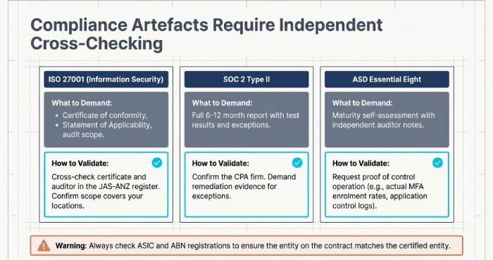 Compliance Artefacts Require Independent Cross-Checking